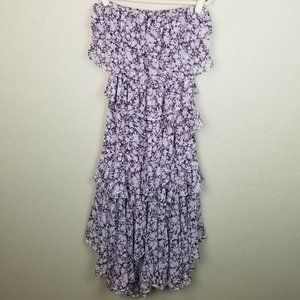 Misa Los Angeles Women's L Purple Floral Ruffle Ti